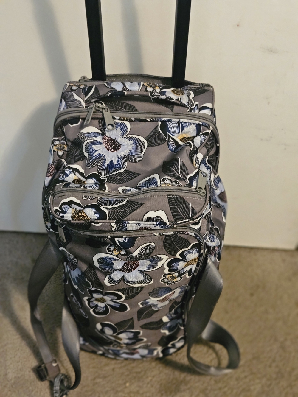 Vera Bradley Floral Backpack in Gray & Blue